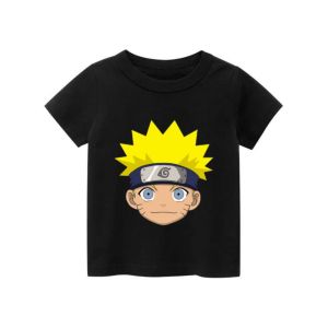 Kaos anak uniseks laki laki perempuan baju tshirt anak usia 2-12th cowok cewek atasan lengan pendek gambar muka naruto