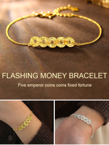 Sparkling Jewelry necklace Traditional negative energy Five imperial money Classical elegance Niche Design Open Ring openend ring Protection Jewelry Vintage