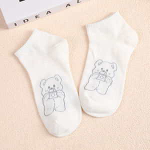 FYKS106 Kaos Kaki Wanita Motif Beruang Biru Muda Kaos Kaki Pendek Fashionable Kaos Kaki Semata Kaki Blue Bear