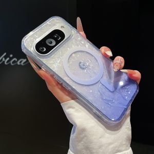 Dreamy Shell Pattern Magnetic Case For Google Pixel 11 10 9 Pro XL 10A 9A 11Pro For Magsafe Shockproof Bright Bling Clear Cover