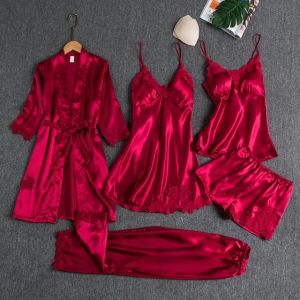 2026 New silk robe sleepwear women s lace satin Pamas dress set V neck Cami sleepwear sleepwear sleepwear home sleepwear spring sleepwear2026