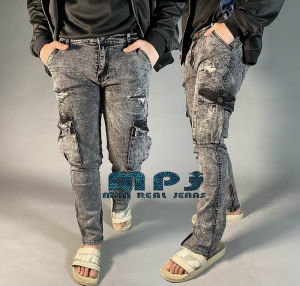 MPJ Korean Style Casual 6Pocket Slim Fit Tattered Ripped Denim Jeans For Men