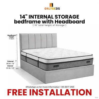 16 Inches Storage Bed 012 Velvet - Available in single/supersingle/queen/king