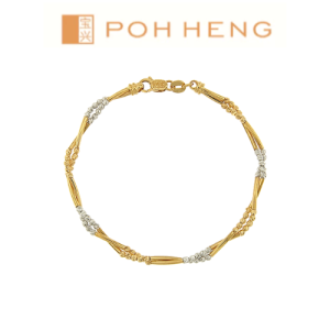 Poh Heng Jewellery 22K Beads of Love Bracelet in Yellow White Gold [Price By Weight]