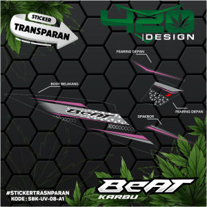 STIKER STRIPING TRANSPARAN UV VARIASI MOTOR BEAT KARBU COSTUM MALAY - STIKER SEMIFULL BEAT KARBU 2008-2012 BENING - KODE SBK-UV - 420 Design