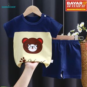 Baju Bayi Import / Setelan Pakaian Bayi / Setelan Baju Anak Usia 0-2 Tahun / Bear Navy & Cream