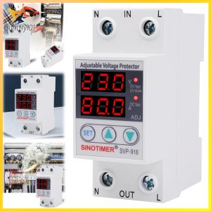 【HOSPORT】 80A 220V Adjustable Voltage Protector Dual Digital Display Limit Over Current Protection Over Under Voltage Protection