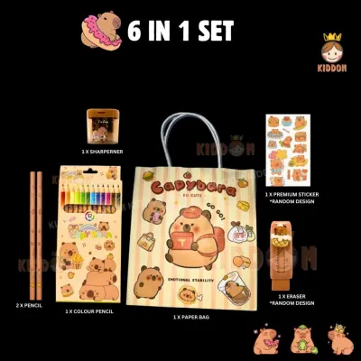Capybara Gift Set For Kids School Goodies Birthday For Kids Hadiah Birthday Budak Stationery Gift Set Alat Tulis Party Pack Goodies