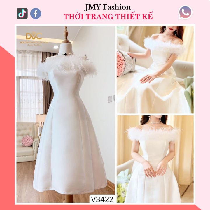 Váy dự tiệc, dạ hội, prom đuôi cá trắng trễ vai ôm body mặc được hai kiểu  chanh xả sang chảnh | Shopee Việt Nam