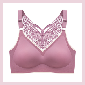 Beautiful Butterfly Back Wireless Padded Seamless Sports Bra High Stretch Vestline High-Quality Breathable Comfortable Large Size Plus Size Women Bra M-5XL 40KG-125KG