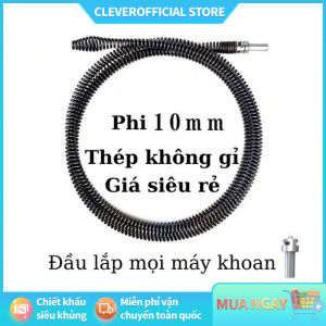 ⚡Miễn Phí Vận Chuyển⚡Dây thông tắc cống thông bồn cầu lò xo INOX siêu bền từ 5m/8m/10m lắp cùng máy khoan đã có đầu nối