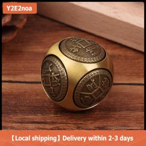 【Local shipping】 Six-faced Four Blessing Luck Money Fidget Spinner Brass Stress Relief Cube Decompression Ball Fidget Toys Crafts