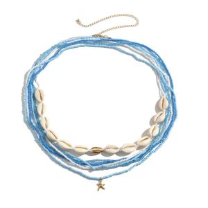 Colorful Rice Beads Waist Chain Sea Star Minimalist Bohemian Body Chain Ocean Style Vacation Style Starfish Shell Belly Chain
