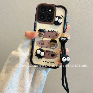 แสนสนุกเพื่อ เคส Case Honor X6b X7b X8b X9b X9a X8a X6a X8 X6 5G 4G การ์ตูนน่ารักใหม่ก้อนกาแฟสัตว์ตุ๊กตาสุนัขลูกบาศก์สายคล้องแบบมี เคสโทรศัพท์ กันกระแทก2024