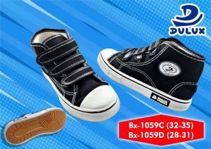 Sepatu Sneaker Tinggi Velcro / Sepatu Sekolah Perekat Anak Laki Laki Perempuan Merek Dulux BX-1059D Size 28-31