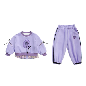 Kawaii Cartoon Sanrio Spring Autumn Girls Sweatshirt New Kuromi Anime Childrens Long Sleeved Sweet Fashion Pullover Sweatpants Gift