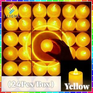 (Fast Delivery)24Pcs Flameless Candle Tea Lamp Battery-powered candle lamp available in five colors