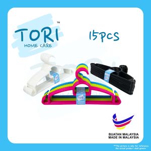 TORI HOME 15pcs set Hanger | Plastic Hanger | Colourful Hanger | Penyangkut Baju Plastik