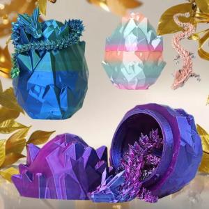 YAFEN 1 Set 3D Printing Articulated Dragon Gifts Colorful Kit Toys Creative Decompression Dragon Egg Chameleon Ornament DIY Decoration