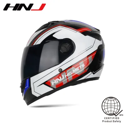 HNJ 855#2 Mens full face motorcycle helmet Black single visor helmet for women