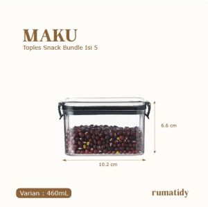 (SATUAN) MAKU Toples Snack Akrilik Tutup Hitam Penyimpanan Makanan Sebaguna Hitam Kedap Udara Tempat Penyimpanan Cereal Toples Kotak Bening Kontainer Makanan