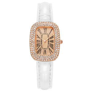 Jam Tangan Wanita Kulit Model Terbaru Full Diamond Mewah Bercahaya Style Korea Wanita Kekinian Kasual Import Tampilan Simple Elegan Dan Berkualtas Tahan Air -JW88