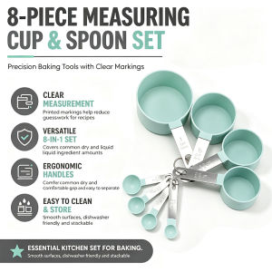 8Pcs/Set Stainless Steel Graduated Measuring Cups and Spoons Multi-purpose Measuring Spoon Kit