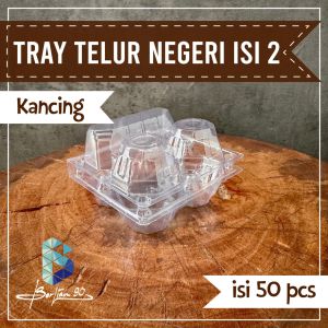ISI 50 PCS mika tray telur ayam negri isi 2 lubang dan pengunci tempat box kemasan plastik/ Egg Tray