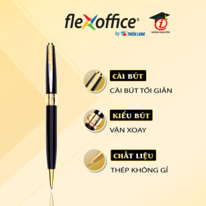 Bút bi cao cấp 1.0mm hộp cứng  Flexoffice FO-069/VN vỏ đen mực xanh - bút ký quà tặng