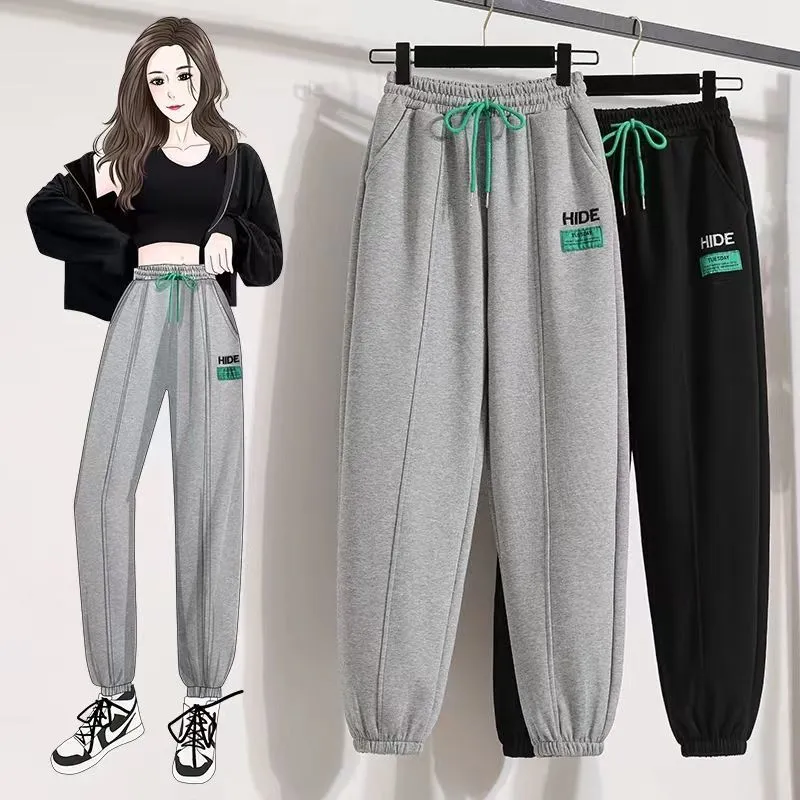 Women Winter Thickened Pants Casual Loose Plus Velvet Trousers Feet Sports Warm  Pant Elastic Sweatpants Joggers