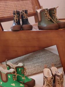 Soft Rubber Child Rain Shoes Lace up Anti-Slip Kids Rain Boot Boys Girls Rain boots Waterproof Mid-Calf Water Shoes