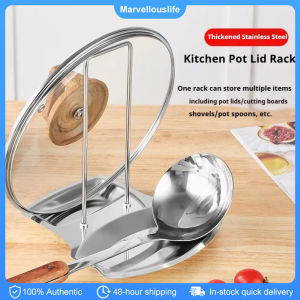 Stainless Steel Pot Lid Rack Detachable Pan Cover Shelf Kitchen Spatula Holder Spoon Stand Kitchen Accessories