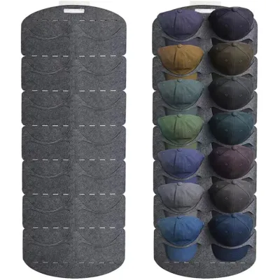 Baseball Cap Display Rack Pockets Hat Storage Rack Hanging Over The Door Hat Storage Organizer for Closet Wall Double Line Neatly Arranged Cap Not Deformed Felt Hat Storage Hanging Bag