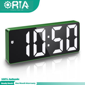 ORIA Digital Clock LED Alarm Clock Voice Control USB Table Clock 12/24H Format Snooze Function 3 Brightness Adjustable 3 Alarm Modes for Home Bedroom Office