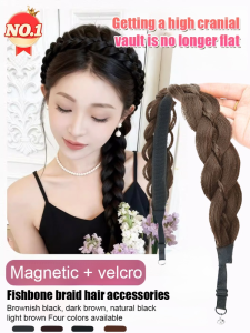 [YWEOKCAU]  Magnetic Velcro High Skull Top Fishbone Braid Wig Hair Accessory