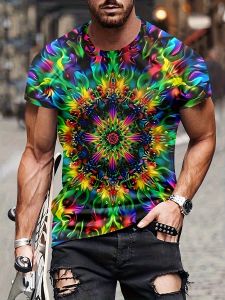 [Local Stock] ZEEMIN Hot Selling Fashion Summer Retro Retro Cool Colorful Design Seaside Vacation Fitness 3D Printing Street Style T-shirt Plus Size