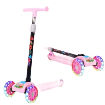 KIDS OUTDOOR TOY FOLDING KICK SCOOTER FOR BOYS AND GIRLS WITH LED FOLDABLE 3WHEEL