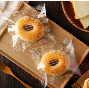 100Pcs Cookies Packaging Bag Bread Plastic Packaging Bag Self Adhesive Banana Loaf Bread Pastry Bag