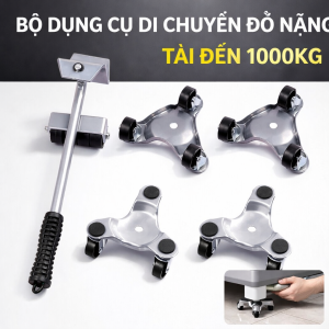 Bộ dụng cụ nâng di chuyển vật nặng thép hợp kim - bánh xe xoay 360 độ có vòng bi chịu lực siêu bền