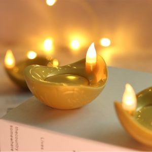 【2-Day Delivery】New Deepavali LED Diya Lamp Water Sensor LED Oil Lamp Diwali LED Candle Lamp Desktop Decoration Item