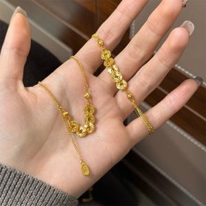 Five Emperor Coin Lucky Feng Shui Jewelry Set Coin Necklace and Bracelet Clavicle Chain for Women