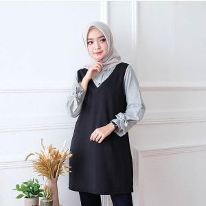 SENNA STORE MELDA TUNIK Baju Rompi Cardigan Polos Wanita Size Dewasa Terbaru 2023 Lengan Panajang Bahan Crepe Mix Katun Salur Tebal Lembut Nyaman Saat Di Pakai OOTD Atsan Casual Viral Kekinian Ala Korean Style Outfit Trendy Gaya Elegan Simple