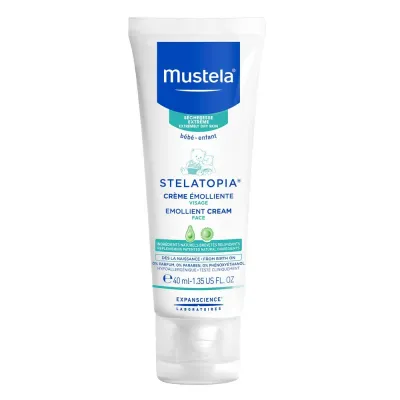 Mustela Stelatopia Emollient Face Cream for Eczema-Prone Baby Skin Fragrance-Free with Natural Avocado Perseose and Ceramides 1.35 Ounce