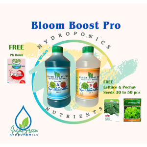 Hydroponics Nutrients Solution Bloom Boost Pro 2 parts A&B 500 ml. plus Ph Down & Seeds