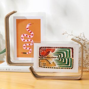 T6JOB1 Clear Double-side Photo Frame Exquisite Unique Acrylic Photo Frame Multifunction DIY Picture Display Frame Calendar Display