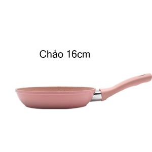 Bộ nồi không dính 16cm Kết cấu granit màu hồng Nồi thứac ăn cho bé Sức khỏe gốm tráng Thích hợp cho tất cả các loại bếp