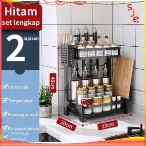 Rak Bumbu Dapur Stainless Steel Rak Penyimpanan Dapur Rak Bumbu Rak Dapur Stainless 3 Susun 2 Susun 3 Tingkat
