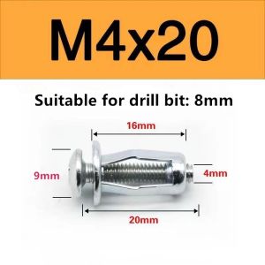 100pcs M4 M6 M8 Expansion Screw Jack Nuts Screw Galvanized carbon steel hollow iron plate Clam Petal