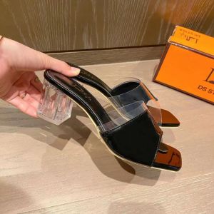 D STYLE SHOES Heels Sandals for women 558-5 Half Plain Half Clear strap