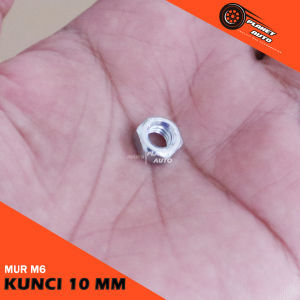 Mur M6 Galvanis 6PT Segienam Kunci 10 mm Harga Untuk 50 PCS
